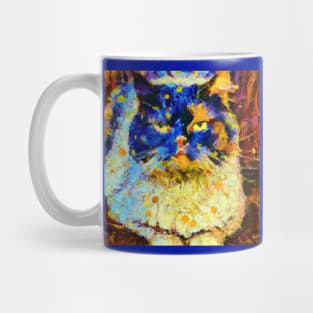 Blue Faced Cat in the Style of Van Gogh Mug